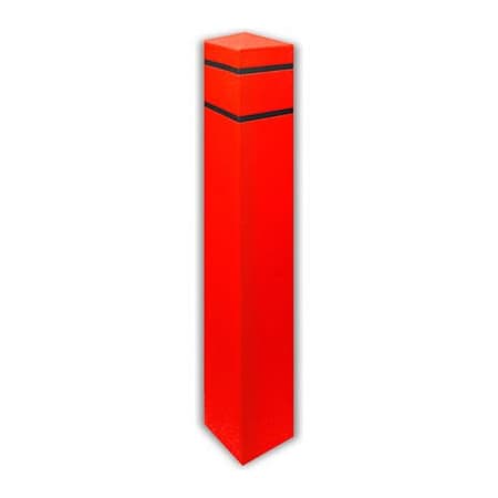 Post Guard Post Guard Bollard Cover Square 6.5 Dia.  x 55 H, Red/Black Tape SQN655RBLK